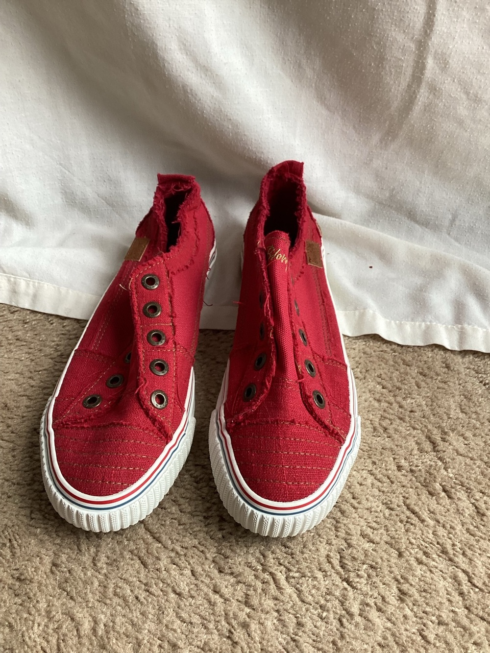 Red Slip-On Canvas Sneakers